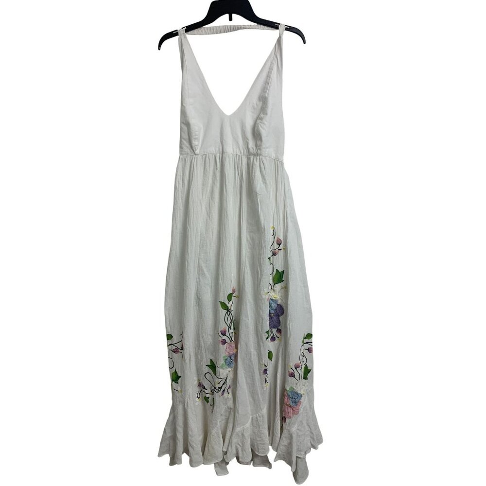 Ana Rosa OS Artsy‎ Hand-Painted Floral Coastal Lightweight Maxi Dress Feminine